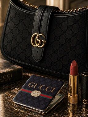 Gucci Compact Mirror | Navy GG Logo | Dual Mirrors